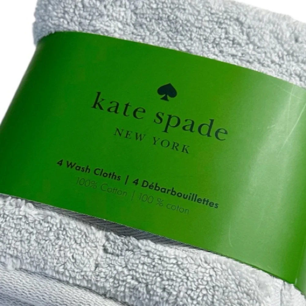 NEW Kate Spade PLATINUM WASH CLOTHS SET/4
